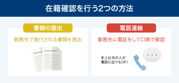在籍確認を行う2つの方法を説明する画像