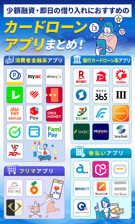 記事内で紹介するお金借りるアプリまとめ
